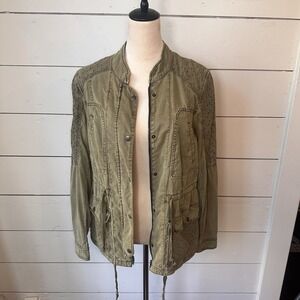 Anthropologie Hei Hei Marais Eyelet Utility Cargo Jacket Olive Green M Gorpcore